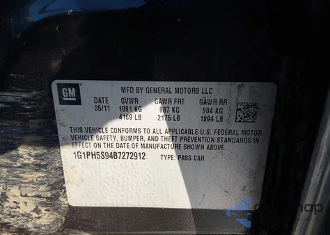 2011 Chevrolet Cruze Ltz z USA, uszkodzony, nr VIN 1G1PH5S94B7272912